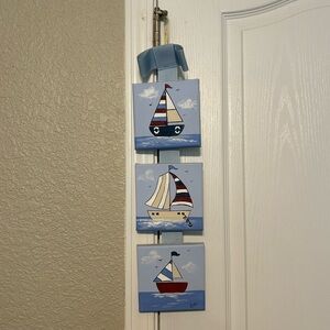 Nautical Sailboat Wall Art Set - Blue and White
